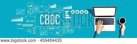 Cbdc - Central Bank Digital Currency Concept With Person Using A Laptop Computer