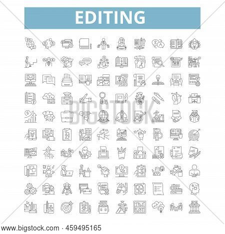 Editing Icons, Line Symbols, Web Signs, Vector Set, Isolated Illustration