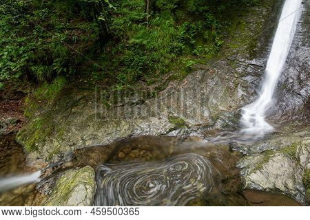 Long Exposure Of The White Lady Waterfall On The River Lyd At Lyford Gorge In Devon