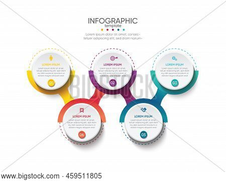 Circular Steps Infographics Business Template For Abstract Background Design
