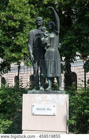 Debrecen, Hungary - June 11, 2022: Debreceni Csalad, Patzay Pal Sculpture.