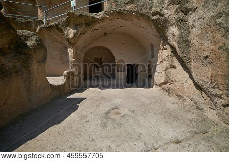 Vardzia Cave Monastery Site In Southern Georgia Excavated From The Slopes Of The Erusheti Mountain O