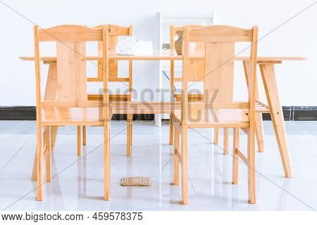 Small Fresh Table And Stool, Photographed In A Friend's Farmyard Restaurant