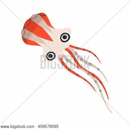 Cute Wind Air Kite Of Octopus Shape Flying, Floating. Kids Paper Squid Toy With Tentacles, Eyes. Chi