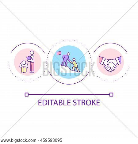 Workplace Mentor And Mentee Relationship Loop Concept Icon. Encouraging Progress Abstract Idea Thin 