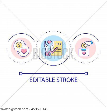 Charitable Money Contribution Loop Concept Icon. Reducing Taxable Income Abstract Idea Thin Line Ill