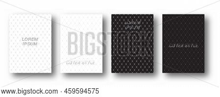 A Set Of Modern Linear Abstract Backgrounds. Monochrome Layout Of Patterns For Laptop, Business Page