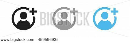 Add User Icon Set. Vector Plus Person Symbol Collection.