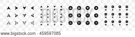 Compass Icon Set. Arrow Navigation Symbol Collection. Vector Isolated Illustration. Big Navigation P