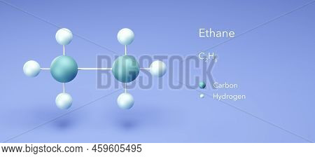 Ethane, Natural Gas, Molecular Structures, 3d Rendering, Structural Chemical Formula And Atoms With 
