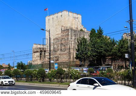 Istanbel, Turkey - September 14, 2017: This Is One Of The Surviving Towers Of The Ancient Walls Of C