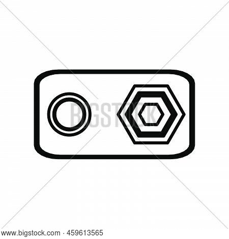 9v Battery Vector Icon Outline Illustration And Power Alkaline Energy Isolated White. Technology Ele