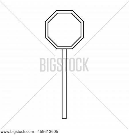 Road Sign Traffic Blan Vector Illustration Outline. Isolated White Street Information Direction Symb