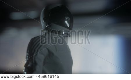 Astronaut Walking In Futuristic Spaceship, Sci-fi Shuttle Corridor. 3d Illustration