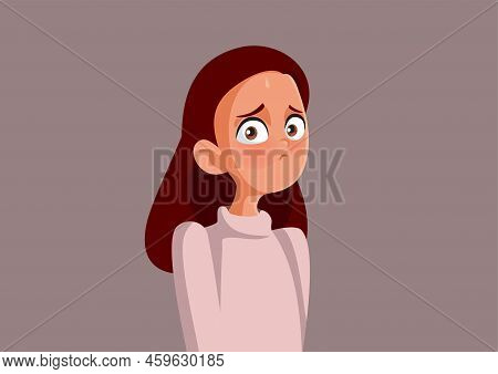 Vector Portrait Of A Shy Teenage Girl Feeling Embarrassed