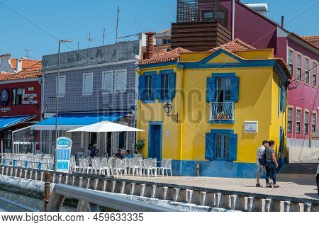 Aveiro, Portugal. 2022 May 12 . Traditional Boats In The Canal Of Aveiro, Portugal. The Colorful Mol