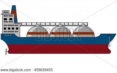 Vector Illustration Of The Nave Of The Tanker Carrying Liquefied Gas