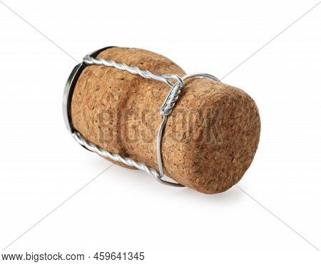 Sparkling Wine Cork With Muselet Cap Isolated On White