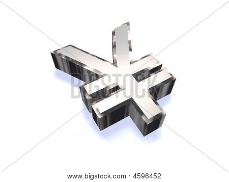 3D Chrome Yen Symbol