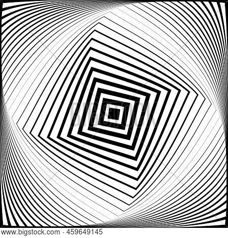 Whirl Torsion Motion Illusion In Abstract Op Art Pattern. 3d Effect. Vector Illustration.