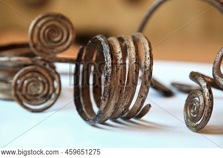 Pair Of Bronze Spiral Bracelets From The Bronze Age. Trzciniec-komariv Culture.
