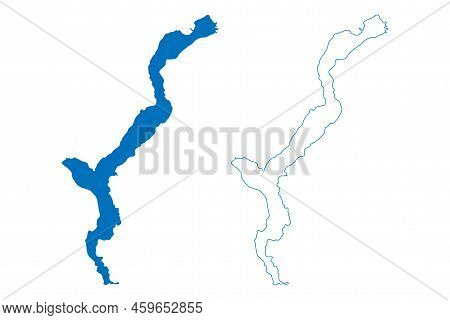 Lake Maggiore (italian Republic, Italy, Switzerland, Swiss Confederation) Map Vector Illustration, S