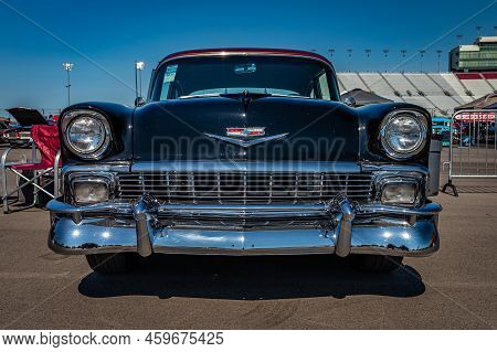 Lebanon, Tn - May 13, 2022: Low Perspective Front View Of A 1956 Chevrolet 210 Delray Coupe At A Loc
