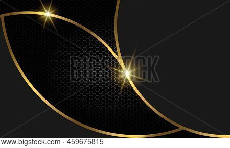 Realistic Luxury And Elegant Black Background, With Metal Gradient And Overlapping Shapes, With Ligh