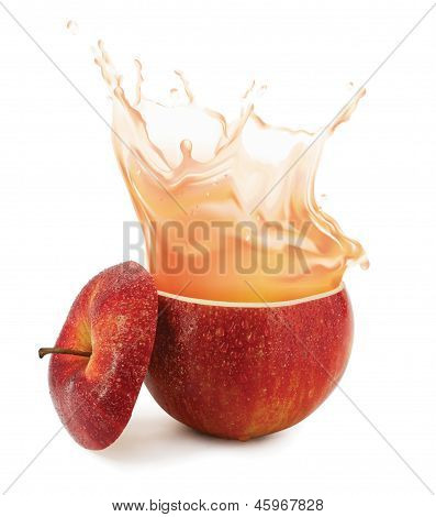 Appelsap spatten op geïsoleerde Wit