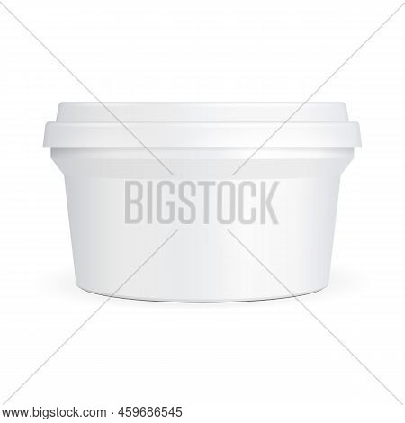 Mockup White Cup Tub Food Plastic Container For Dessert, Yogurt, Ice Cream, Sour Sream Or Snack. Ill