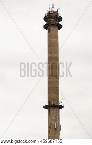 Vaasa, Finland - June 20, 2022: A Tall Chimney That Is Something Of A Landmark