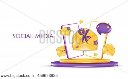 Sending Letters About Discounts. Smartphones With An Open Letter And Coupons. Realistic 3d Vector