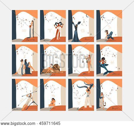 Hand Drawn Vector Abstract Stock Graphic Simple Illustration Collection Cards Set Art With Modern Ma