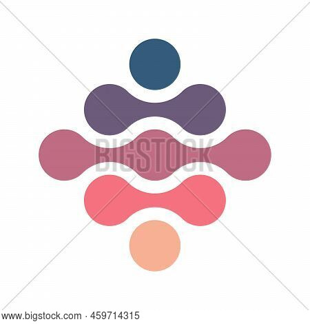 Connected Dots In A Shape Of Rhombus. Colorful Abstract Design Element. Vector Illustration.