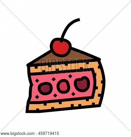 Cherry Dessert Color Icon Vector. Cherry Dessert Sign. Isolated Symbol Illustration