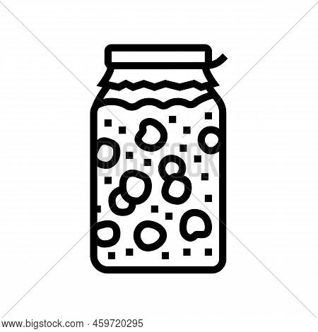 Cherry Jam Line Icon Vector. Cherry Jam Sign. Isolated Contour Symbol Black Illustration