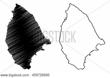 La Digue Island (republic Of Seychelles, Indian Ocean) Map Vector Illustration, Scribble Sketch La D