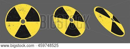 Radioactive Warning Yellow Circle Sign. Radioactivity Warning Vector Symbol.