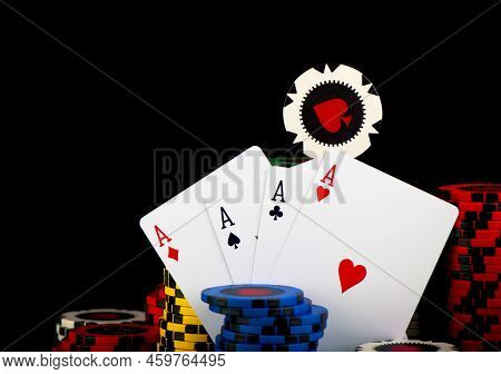 Pokerchip Isolated On Black Background Close Up