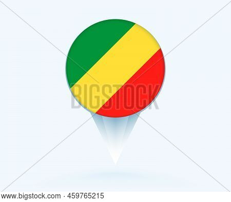 Map Pointer With Flag Of Congo. Vector Flag Sign On Blue Background.