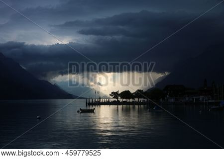 Arrival Of A Thunderstorm Seen From Brienz, Switzerland.