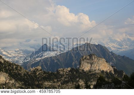 Maenlichen, Tschuggen And Lauberhorn. Mountains Near Grindelwald, Switzerland.