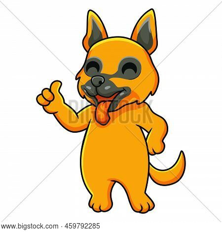 Cvector Illustration Of Ute German Shepherd Dog Cartoon Giving Thumb Up