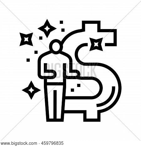 Businessman Financial Freedom Money Line Icon Vector. Businessman Financial Freedom Money Sign. Isol