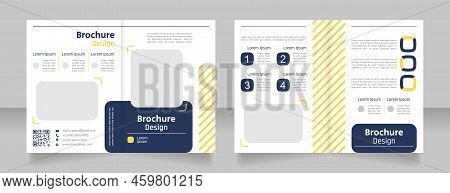 Engineering Bifold Brochure Template Design. Half Fold Booklet Mockup Set With Copy Space For Text. 