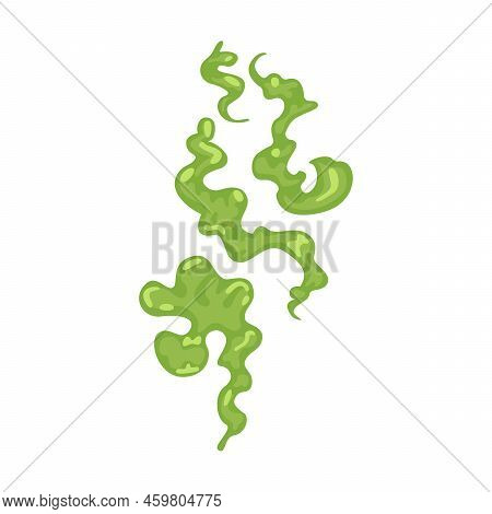 Bad Smell Icon. Cartoon Green Toxic Steam, Stinky Dirt Breath, Odor Smoke Isolated Vector Illustrati