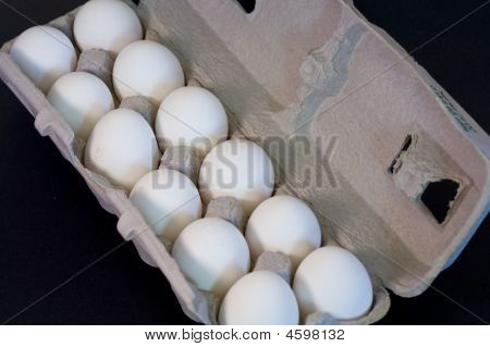 Dozen Eggs In Cardboard Carton