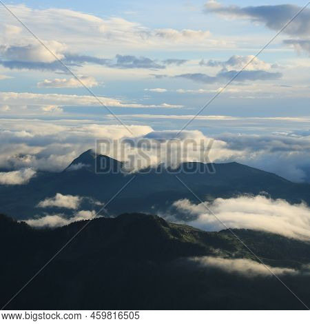 Bright Sun Lit Clouds Over The Entlebuch Region, Lucerne Canton. Morning Scene In The Swiss Alps See