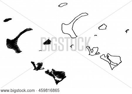 Turtle Islands (republic Of Sierra Leone, Salone, Atlantic Ocean) Map Vector Illustration, Scribble 