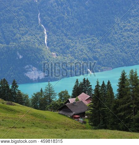 Lake Brienz And Giessbach Falls Seen From Planalp.